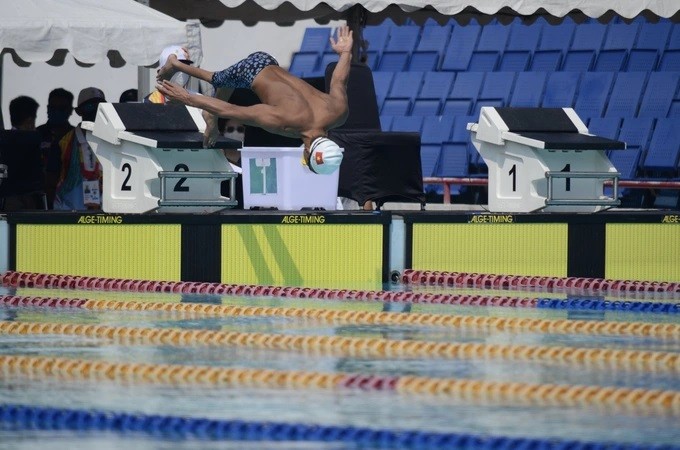 Các VĐV bơi mang về nhiều HCV nhất cho đoàn Việt Nam. (Ảnh: Thái Dương).