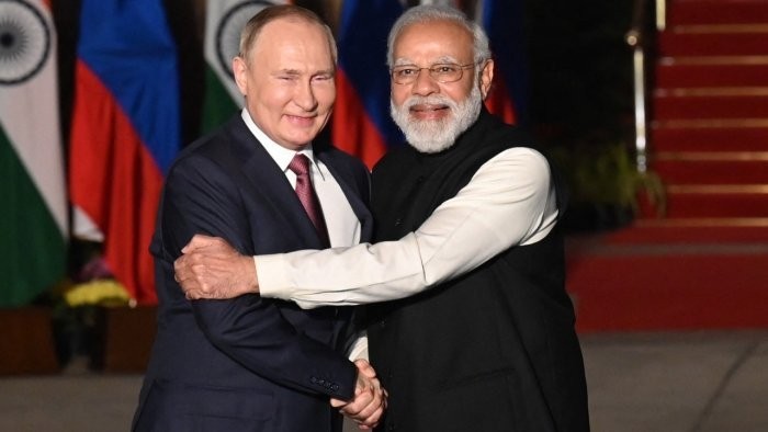 Tổng thống Nga Vladimir Putin và Thủ tướng Ấn Độ Narendra Modi. (Nguồn: AFP)