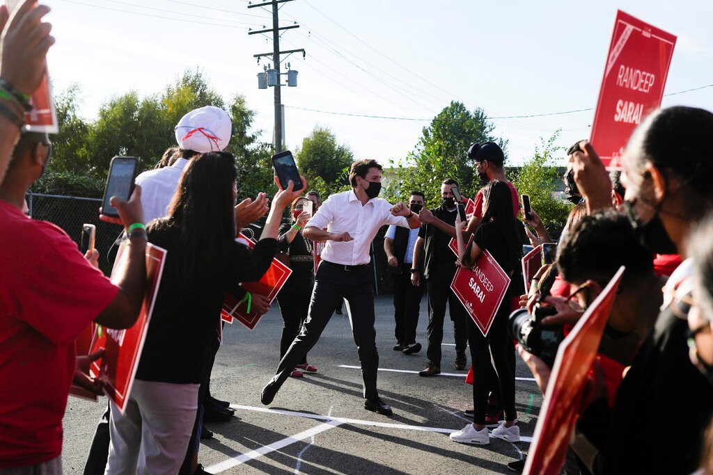 Thủ tướng Canada Justin Trudeau trong một buổi vận động tranh cử ở Surrey, British Columbia. (Nguồn: Reuters)