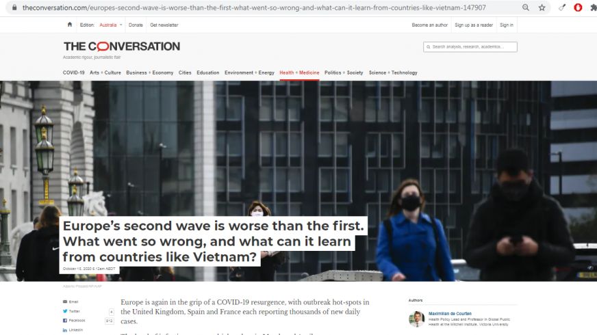 The Conversation: Châu Âu có thể học hỏi gì từ thành công chống Covid-19 của Việt Nam?