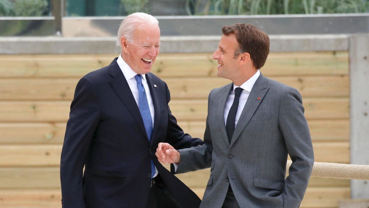 Tổng thống Mỹ Joe Biden và Tổng thống Pháp Emmanuel Macron. (Nguồn: CNN)