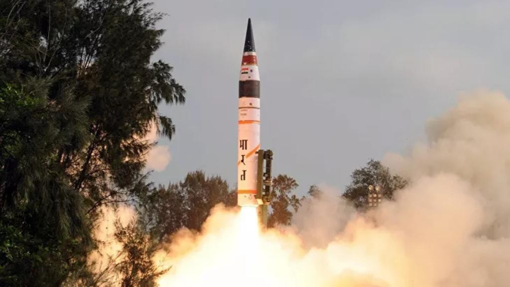 Tên lửa Agni 5 trong một lần phóng thử. (Nguồn: Bộ Quốc phòng Ấn Độ)