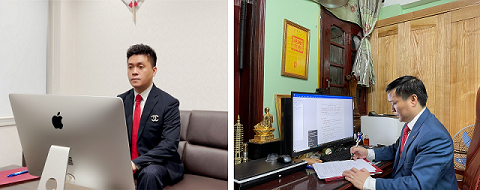 Đại diện BCH của hai trường tham dự theo hình thức trực tuyến.