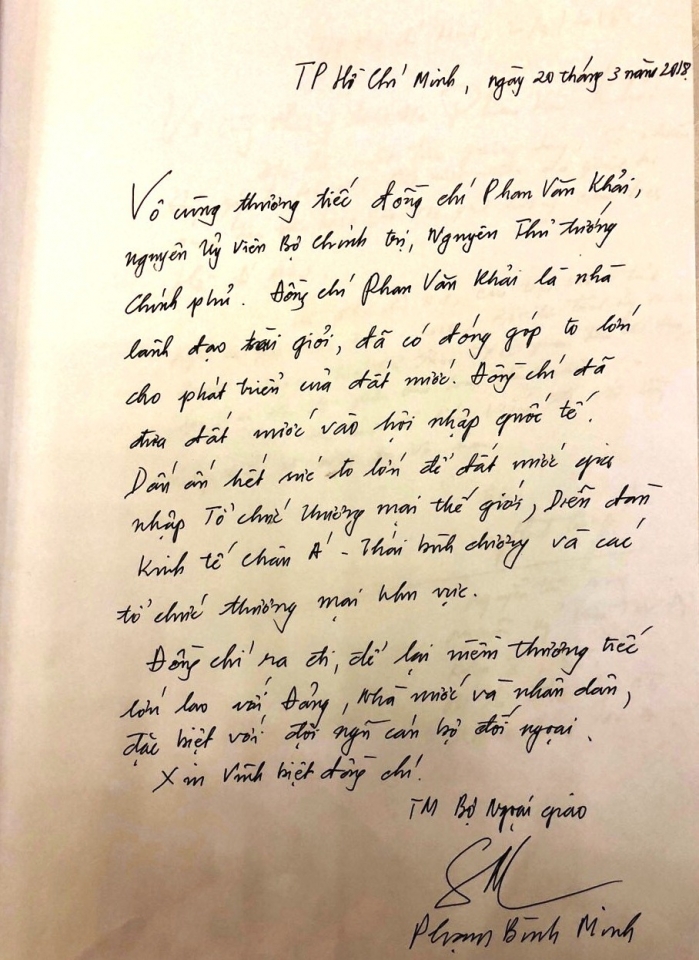 pho thu tuong bo truong pham binh minh dan dau doan bo ngoai giao den vieng nguyen uvbct thu tuong cp phan van khai