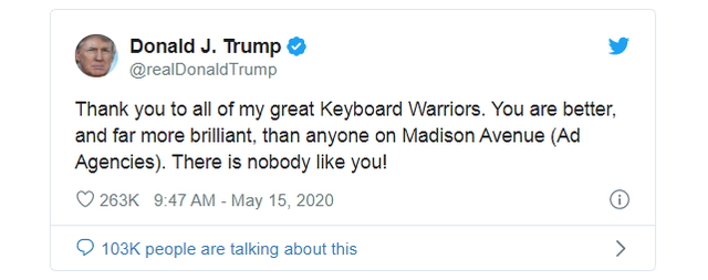 tong thong trump cam on cac anh hung ban phim