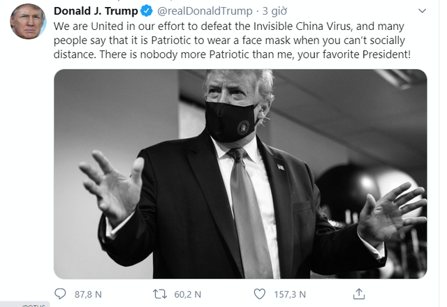 tong thong trump bat ngo noi deo khau trang la yeu nuoc nham thong tin ty le tu vong do covid 19 o my thap nhat the gioi