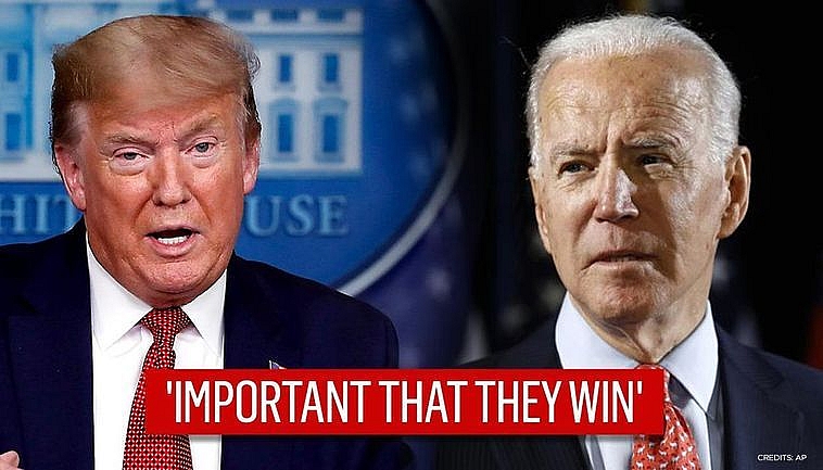 Ông Trump và ông Biden đã vội vã tập hợp lực lượng ở bang Georgia. (Nguồn: AP)