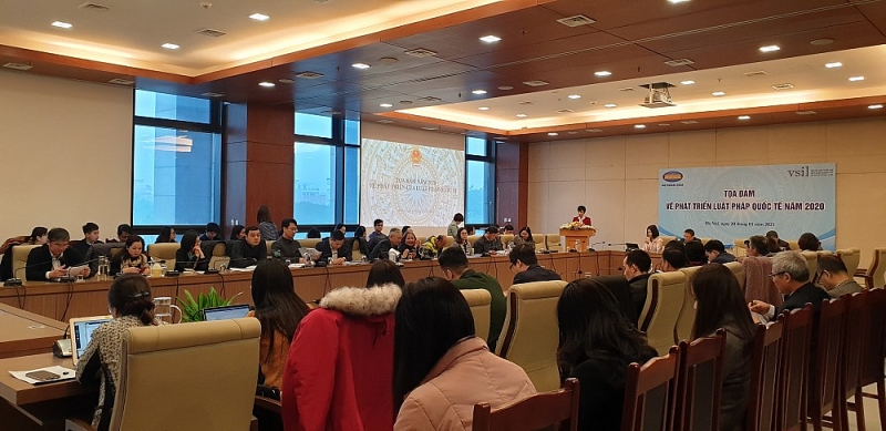 Toàn cảnh Tọa đàm về sự phát triển của Luật pháp quốc tế năm 2020. (Ảnh: BNG)