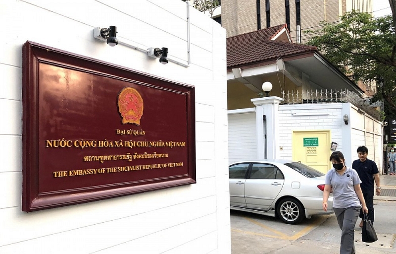 Biển hiệu Đại sứ quán Việt Nam tại Thái Lan. (Nguồn: TTXVN)