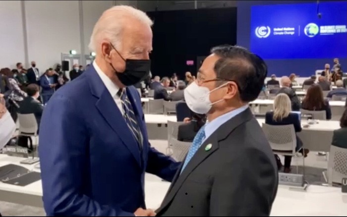 Thủ tướng Phạm Minh Chính gặp Tổng thống Mỹ Joe Biden. (Nguồn: TTXVN)