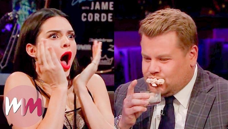 Những món ăn được người châu Á yêu thích như trứng vịt lộn, chân gà, tổ yến, trứng cá đều được MC James Corden mang ra thử thách khách mời. (Nguồn: Watchmojo)