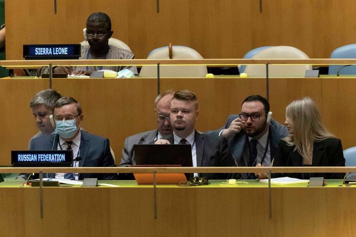 Các đại biểu của Nga tại hội nghị đánh giá Hiệp ước không phổ biến vũ khí hạt nhân (NPT) vào ngày 1/8. (Nguồn: AP)