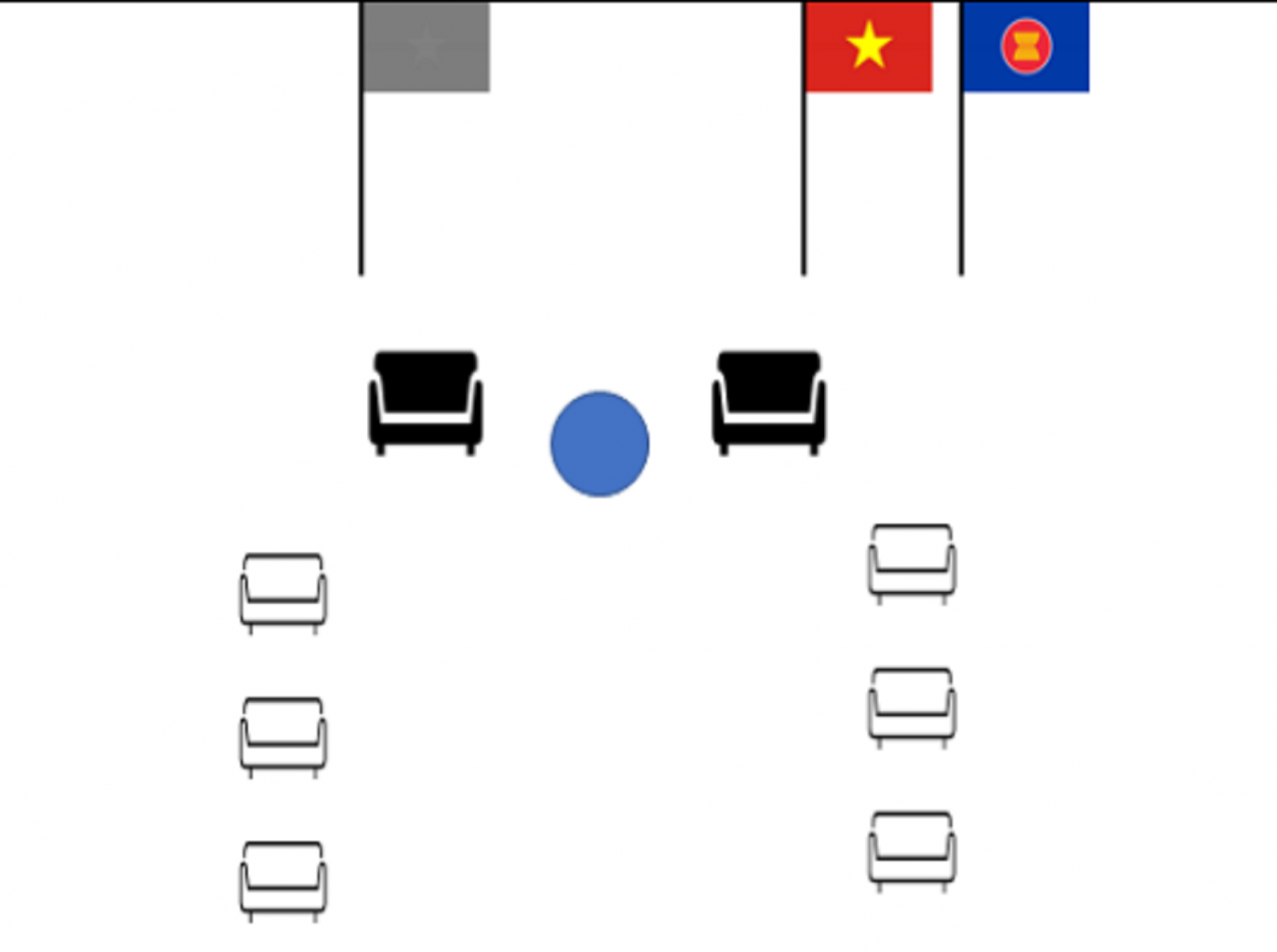 Tại phòng tiếp xã giao.