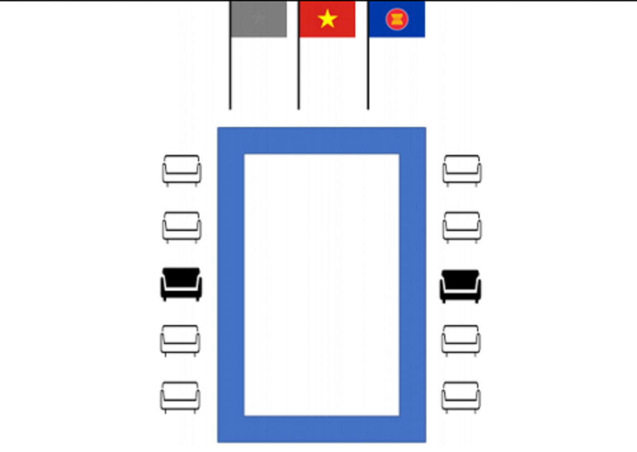 Tại phòng hội đàm, chiêu đãi.