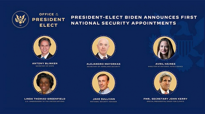 Sáu quan chức đầu tiên trong nội các dự kiến, được ông Joe Biden công bố trên Twitter cá nhân (Nguồn: Twitter).