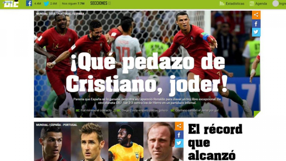 bao chi the gioi nga mu than phuc cronaldo