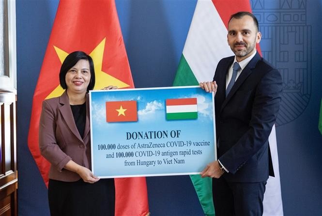 Hungary trao tặng Việt Nam vaccine và vật tư y tế. (Nguồn: TTXVN)
