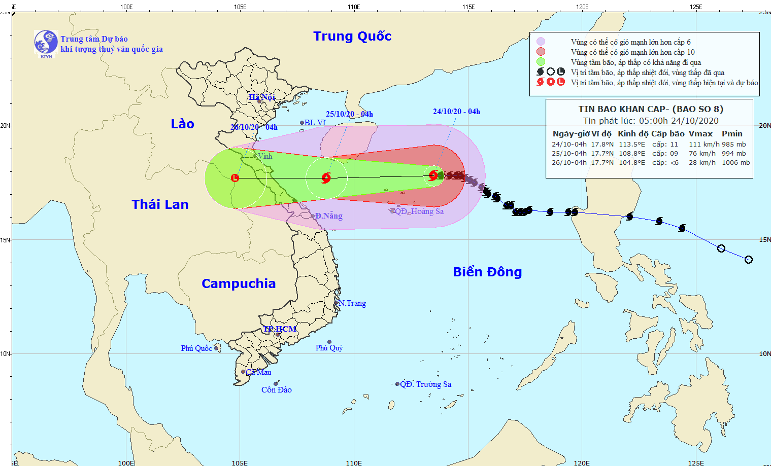 Dự báo thời tiết: Tin bão khẩn cấp cơn bão số 8 tại Biển Đông