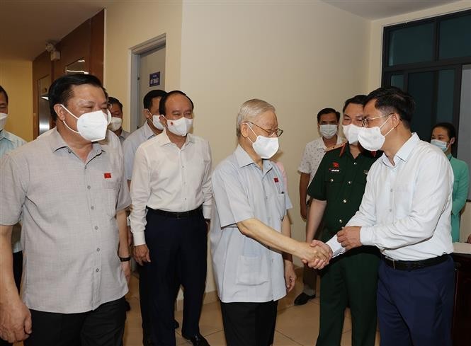 Tổng Bí thư Nguyễn Phú Trọng tiếp xúc cử tri quận Ba Đình, Hà Nội. (Nguồn: TTXVN)