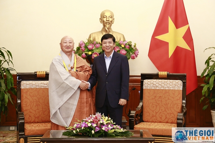 Thứ trưởng Nguyễn Quốc Cường tiếp đoàn đại biểu Phật giáo Hàn Quốc thu truong nguyen quoc cuong tiep doan dai bieu phat giao han quoc
