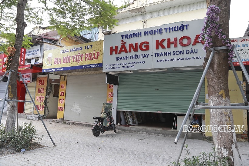 Thực hiện giãn cách xã hội tại thủ đô Hà Nội, phòng chống dịch Covid-19. (Ảnh: Trung Hiếu)