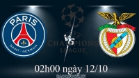 Link xem trực tiếp PSG vs Benfica (02h00 ngày 12/10) vòng bảng Cúp C1 châu Âu