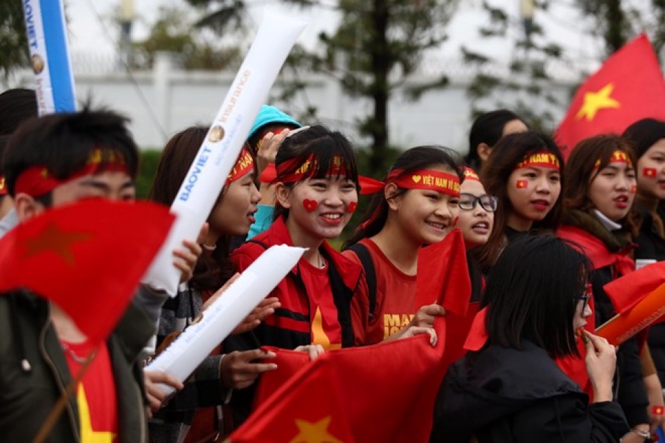 Hàng vạn cổ động viên hân hoan chào đón U23 Việt Nam hang van co dong vien han hoan chao don u23 viet nam