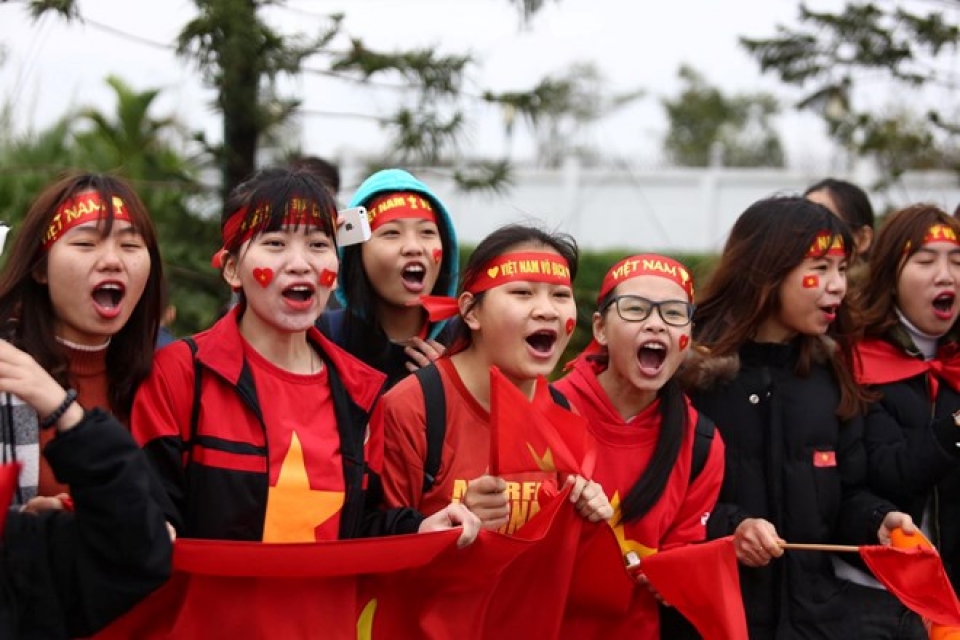 Hàng vạn cổ động viên hân hoan chào đón U23 Việt Nam hang van co dong vien han hoan chao don u23 viet nam