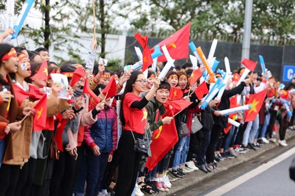 Hàng vạn cổ động viên hân hoan chào đón U23 Việt Nam hang van co dong vien han hoan chao don u23 viet nam