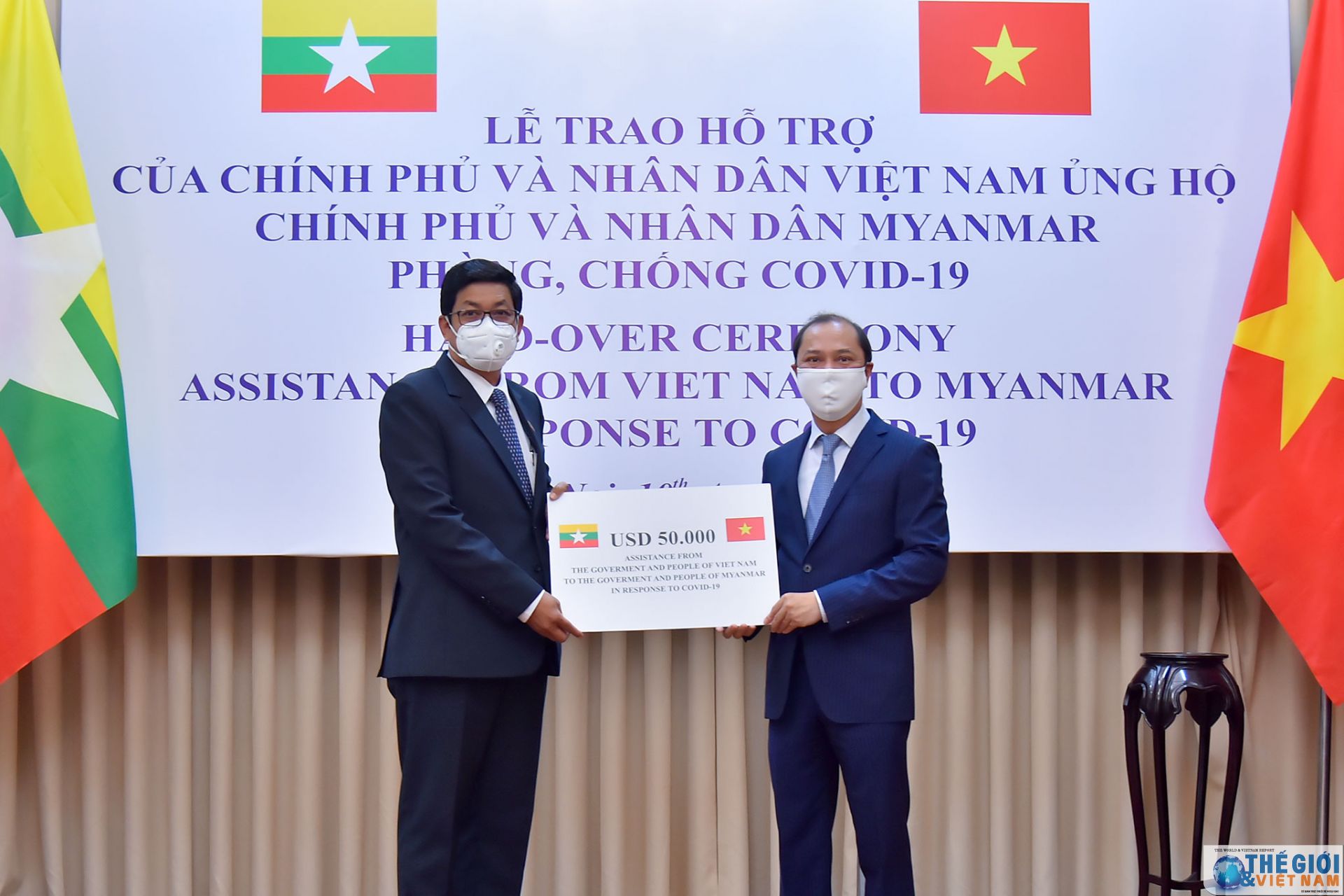 viet nam trao qua tri gia 50000 usd ho tro myanmar phong chong covid 19