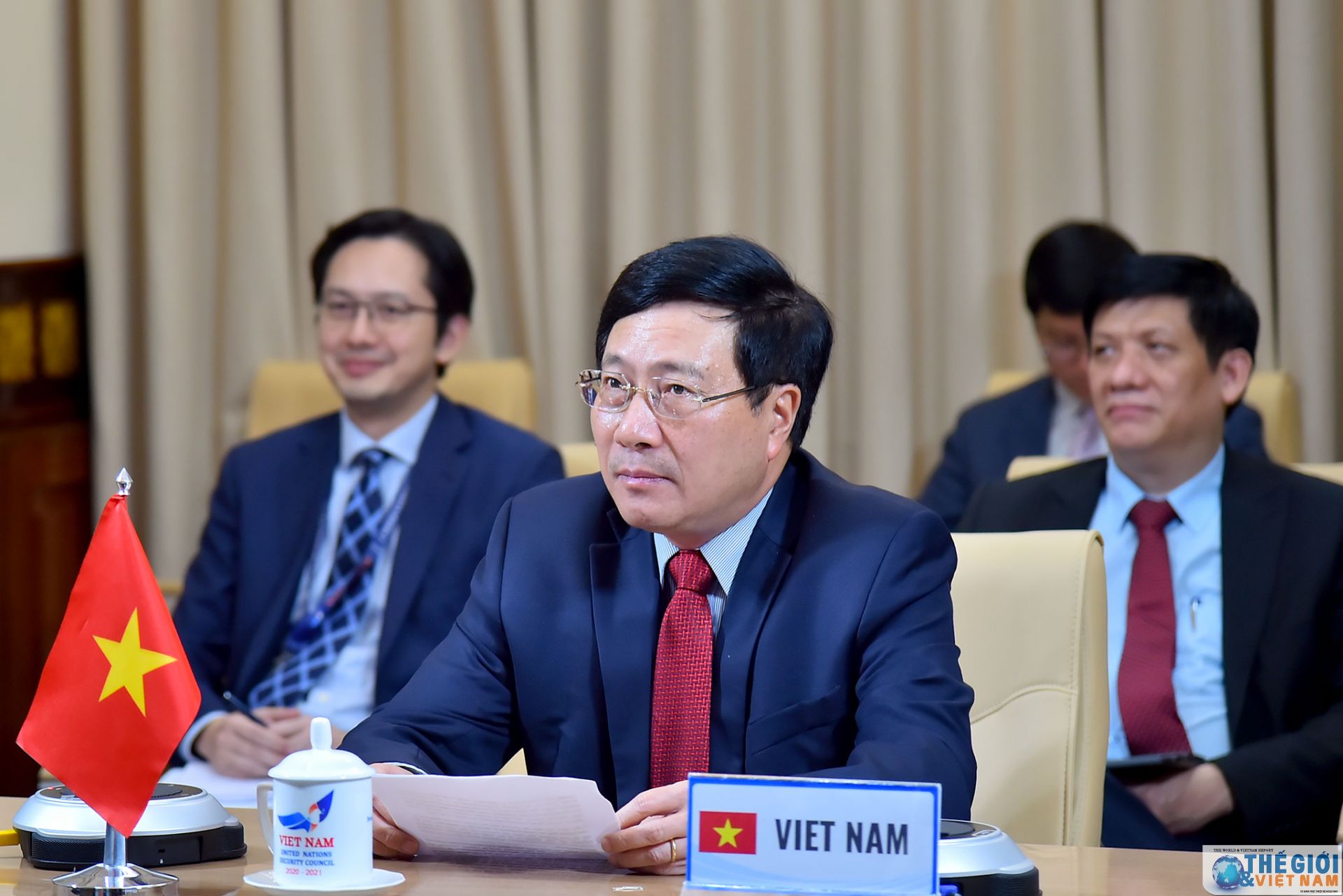 pho thu tuong pham binh minh du hoi nghi truc tuyen 26 bo truong ngoai giao ve hop tac quoc te phong chong dich covid 19