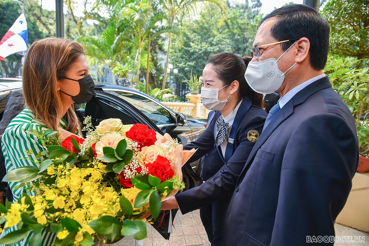 Bộ trưởng Ngoại giao Bùi Thanh Sơn đón và hội đàm với Bộ trưởng Ngoại giao Panama Érika Mouynes