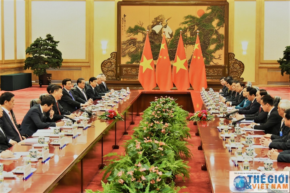 Chủ tịch nước Trần Đại Quang hội đàm với Chủ tịch Trung Quốc