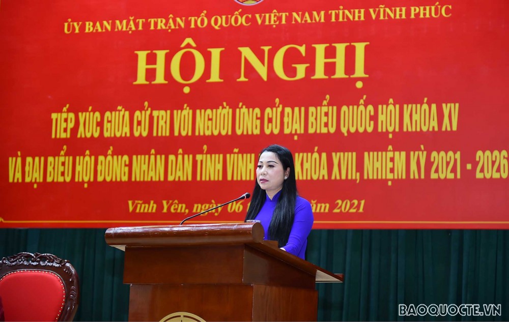 Bộ trưởng Ngoại giao Bùi Thanh Sơn tiếp xúc cử tri, vận động bầu cử tại thành phố Vĩnh Yên