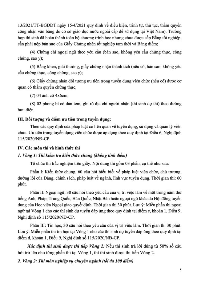 Học viện Ngoại giao tuyển dụng 40 viên chức theo hình thức thi tuyển