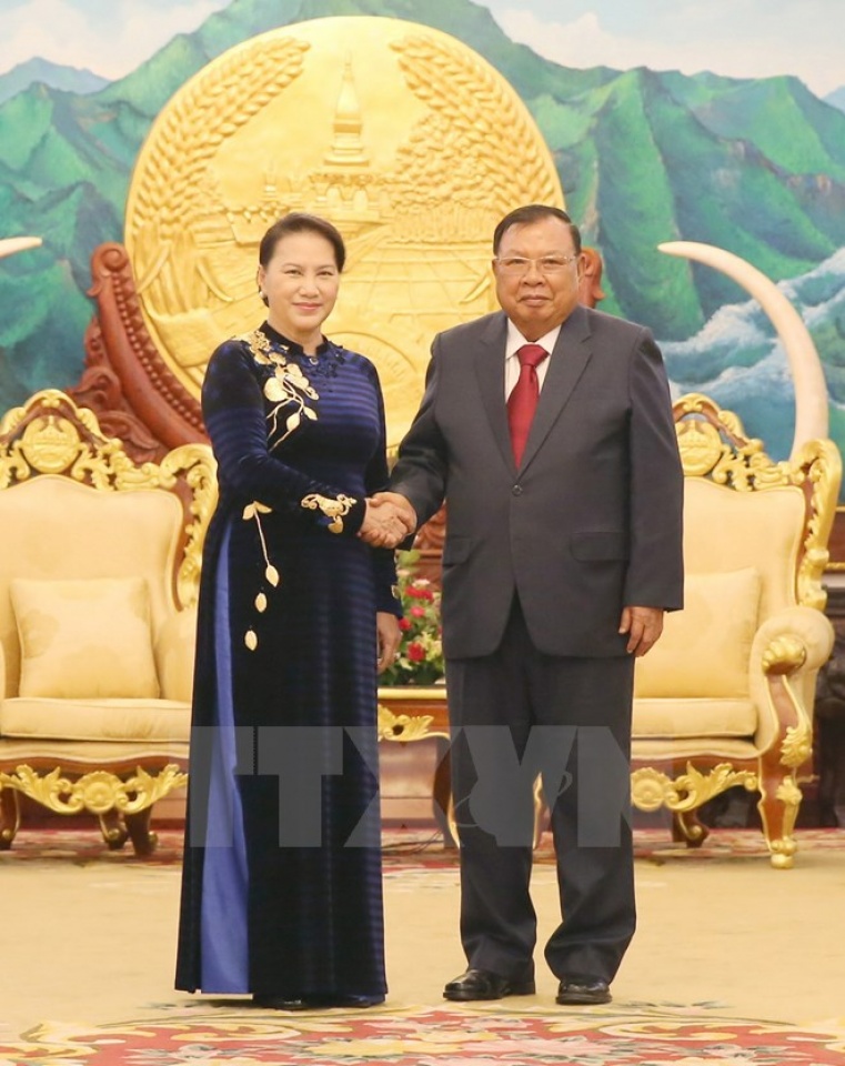 Chủ tịch Quốc hội Nguyễn Thị Kim Ngân chào xã giao Tổng Bí thư, Chủ tịch nước Lào tin nhap 20171102090021