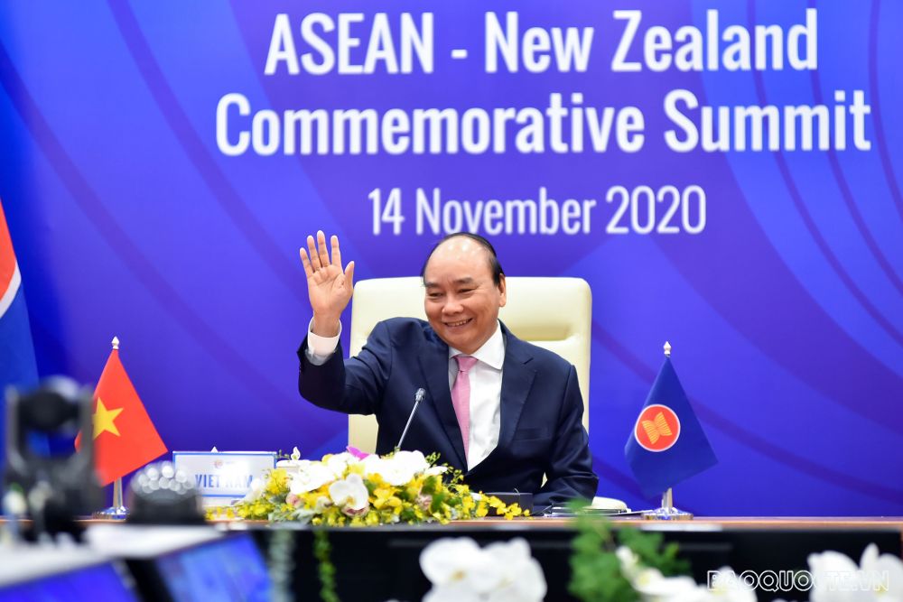 Sáng 14/11, trong khuôn khổ Hội nghị Cấp cao ASEAN 37, Thủ tướng Chính phủ Nguyễn Xuân Phúc đã chủ trì Hội nghị Cấp cao kỷ niệm 45 năm quan hệ ASEAN - New Zealand. (Ảnh: Tuấn Anh)