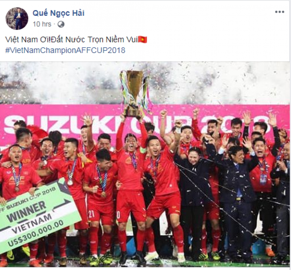 hinh anh cac tuyen thu an mung chuc vo dich aff cup 2018