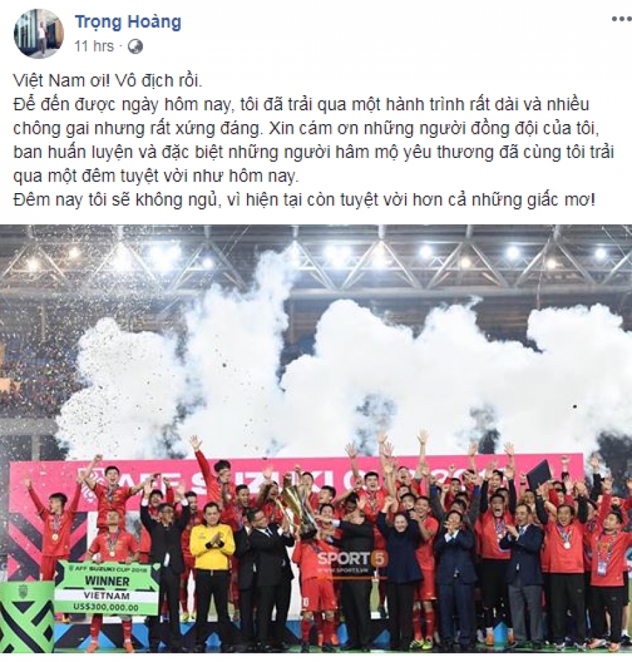 hinh anh cac tuyen thu an mung chuc vo dich aff cup 2018