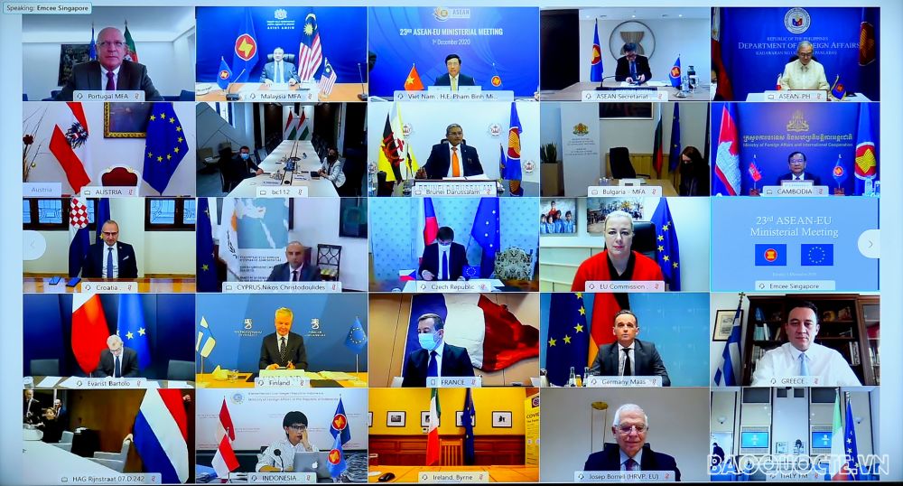 Ngày 1/12/2020, Phó Thủ tướng, Bộ trưởng Ngoại giao Phạm Bình Minh dự ASEAN-EU. (Ảnh: Tuấn Anh) Ngày 1/12/2020, Phó Thủ tướng, Bộ trưởng Ngoại giao Phạm Bình Minh dự ASEAN-EU. (Ảnh: Tuấn Anh)