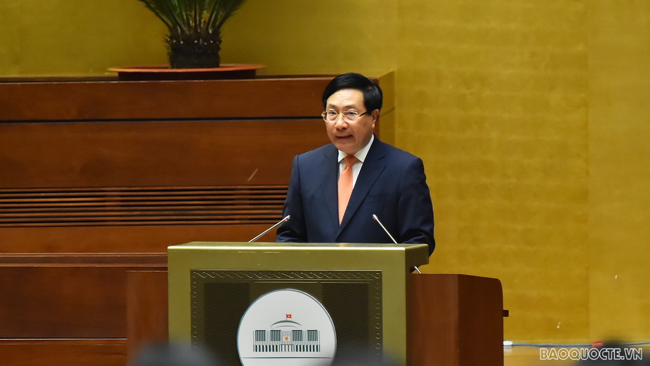 Phó Thủ tướng Thường trực Phạm Bình Minh phát biểu tại Hội nghị. (Ảnh: Tuấn Anh)