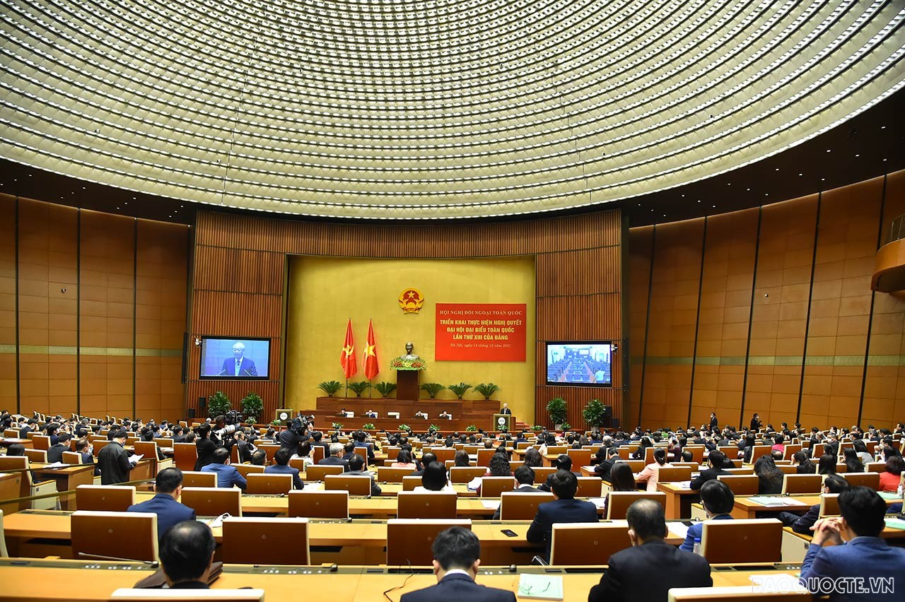 Tổng Bí thư Nguyễn Phú Trọng phát biểu chỉ đạo tại Hội nghị đối ngoại toàn quốc. (Ảnh: Tuấn Anh)