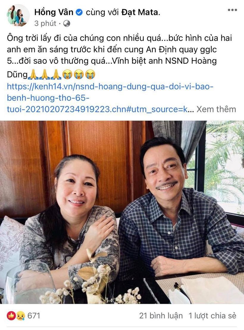 Nghệ sĩ thương tiếc 'ông Trùm' Hoàng Dũng Nghệ sĩ thương tiếc 'ông Trùm' Hoàng Dũng