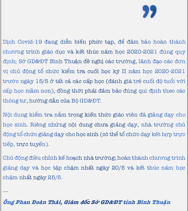 Ngành Giáo dục làm mọi phương án để kịp về đích năm học