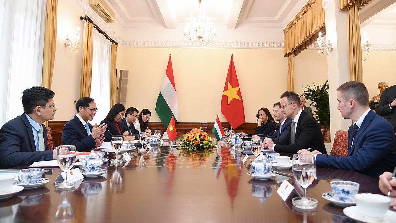 Phó Thủ tướng, Bộ trưởng Bùi Thanh Sơn hội đàm với Bộ trưởng Ngoại giao Hungary Szijjártó Péter