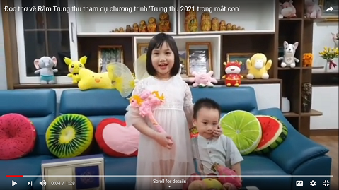 Đọc thơ về Rằm Trung thu tham dự chương trình 'Trung thu 2021 trong mắt con'